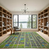 Vibrant City Grid Blueprint Area Rug