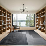 Black and White Modern Geometric Black White Area Rug