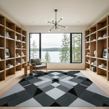 Black and White Monochrome Geometric Diamond Area Rug