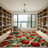 Red Apple Orchard Fruit Pattern Area Rug