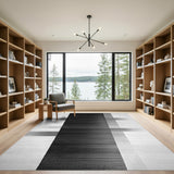 Black and White Striped Geometric Area Rug
