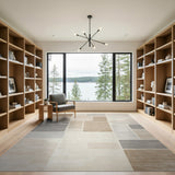 Geometric Modern Beige and Neutral Beige Grey Geometric Block Area Rug
