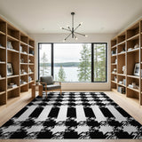 Black and White Houndstooth Black White Geometric Area Rug