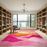 Pink Sunset Wave Abstract Area Rug