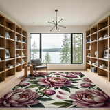 Floral Vintage Peony Vintage Pink Peony Floral Area Rug