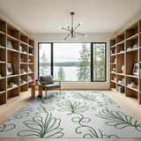 Green Leaf Vine Outline Area Rug