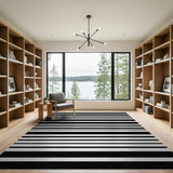 Bold Black White Stripe Geometric Area Rug