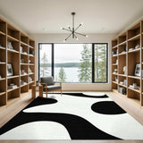 Black and White Wavy Black White Wavy Abstract Area Rug