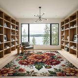 Orange Vintage Dahlia Floral Area Rug