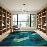 Teal Geometric Modern Area Rug