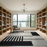 Bold Black White Geometric Modern Black and White Area Rug