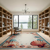 Coastal Seashell Fish Area Rug