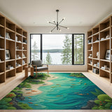 Serene Forest River Koi Fish Area Rug