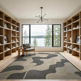 Wavy Abstract Black White Area Rug
