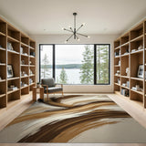 Abstract Area Sweeping Beige Brushstroke Abstract Area Rug