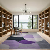 Purple Grey Overlapping Circles Abstract Rug