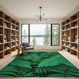 Lush Green Fern Frond Area Rug
