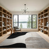 Black White Abstract Organic Shapes Rug