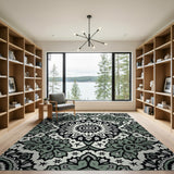 Grey Mandala Floral Persian Rug