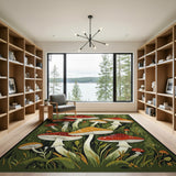 Whimsical Red Mushroom Cluster Area Rug