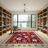 Festive Cartoon Snowmen Holiday Area Rug