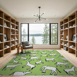 Playful Safari Animals Green Kids Rug