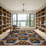 Rainbow Paw Print Kids Area Rug