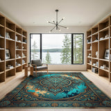 Mandala Traditional Persian Teal Mandala Persian Area Rug