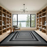 Nested Gray Frames Geometric Area Rug
