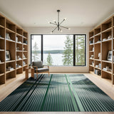 Green Striped Fjord Landscape Area Rug