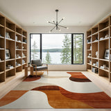 Terracotta Abstract Curves Area Rug