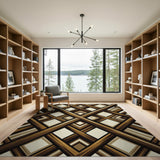 Brown Tan Crisscross Lattice Area Rug
