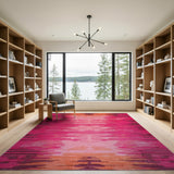 Vibrant Pink Orange Zigzag Geometric Area Rug