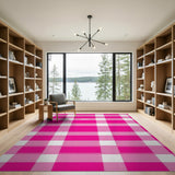 Pink Playful Pink Gingham Smiley Face Area Rug
