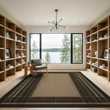 Green Tartan Plaid Border Area Rug
