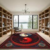 Red Yin-Yang Persian Area Rug