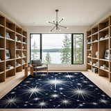 Black and White Starry Night Constellation Area Rug