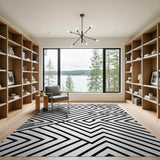 Black and White Bold Black White Geometric Abstract Area Rug