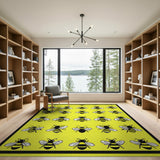 Playful Yellow Bee Pattern Area Rug