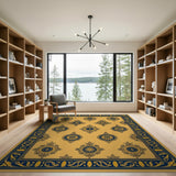 Ornate Gold Medallion Persian Area Rug