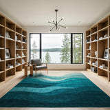Cascading Teal Waves Area Rug