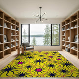 Vibrant Yellow Starburst Geometric Area Rug