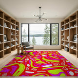 Vibrant Neon Fruit Collage Area Rug