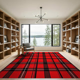 Classic Red Black Plaid Area Rug