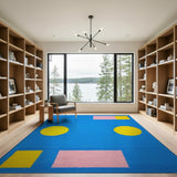 Playful Blue Kids Rug with Yellow Circles