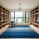 Ombre Blue Gradient Striped Area Rug