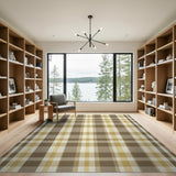Geometric Modern Brown Tan Plaid Check Area Rug