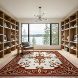 Red Ornate Red Gold Persian Medallion Rug