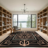 Peach Art Deco Starburst Geometric Area Rug