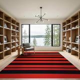 Red Bold Red Black Striped Area Rug